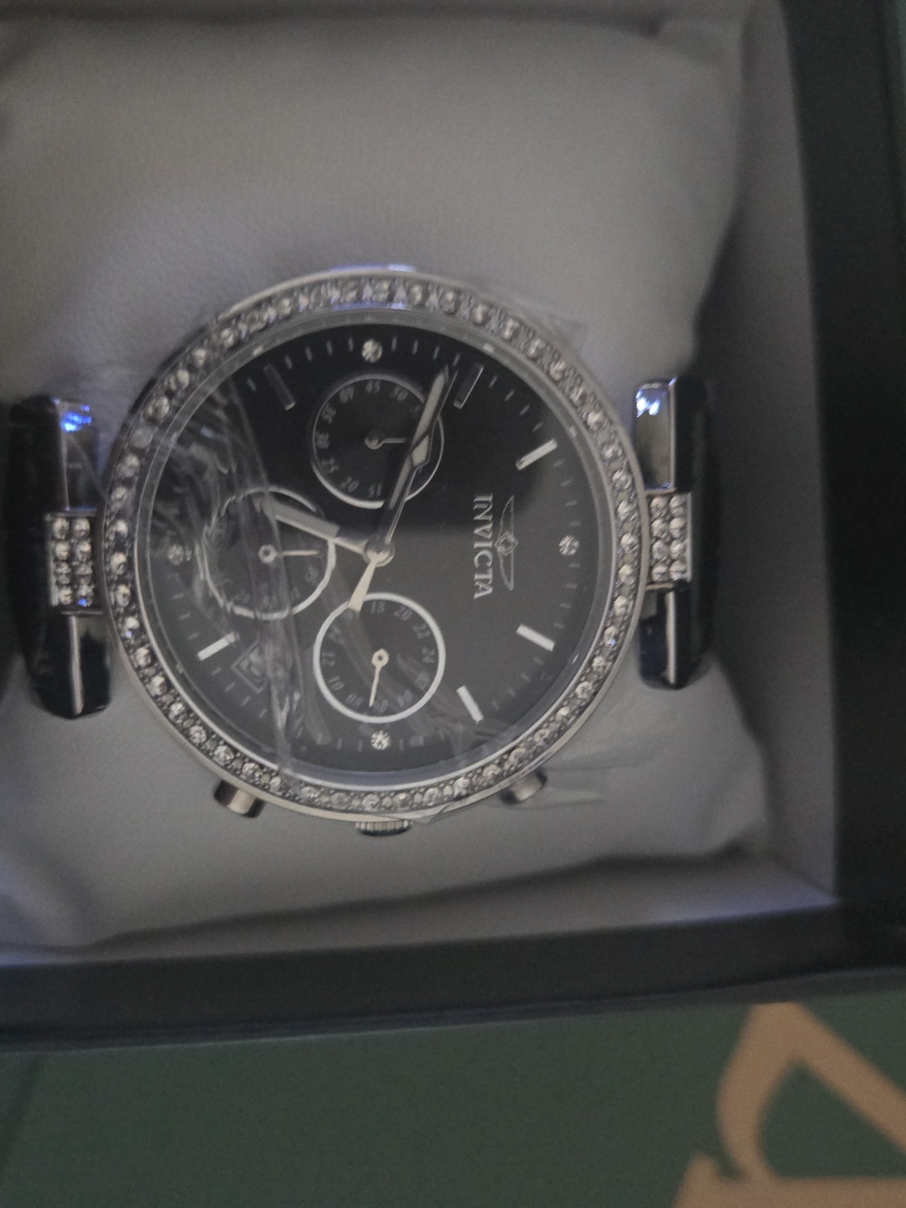 Invicta Women's Black and Silver Chronograph Watch